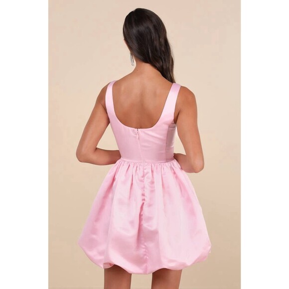 Lulus Regal Cutie Dress Women's XS Light Pink Mini Satin Bubble Hem NWOT - Picture 3 of 12